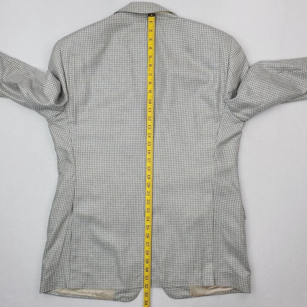 Samuelsohn Blazer Mens 44L Beige Blue Silk Check Tweed Sport Coat Jacket Canada